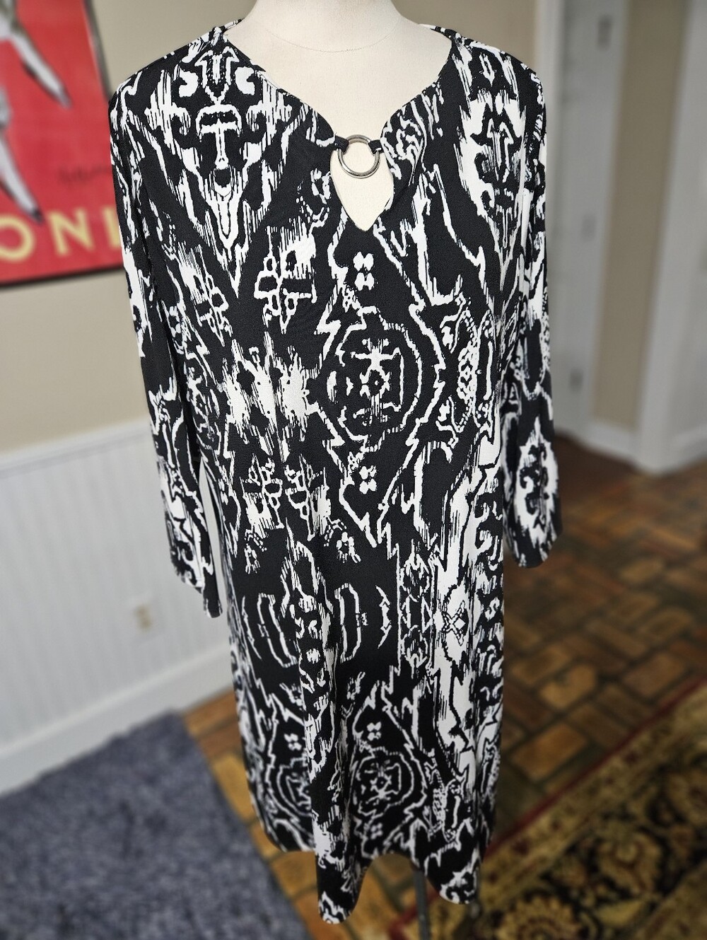 Kim Rogers Abstract Dress Petite Large